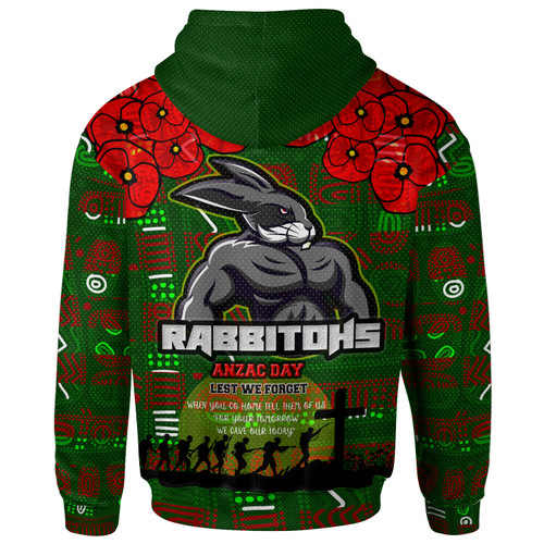 Australia Rabbitohs Hoodie - Aboriginal Inspired Australia Rabbitohs Anzac '' Lest We Forget '' With Poppy Flower Hoodie Australia Rabbitohs Hoodie - Aboriginal Inspired Australia Rabbitohs Anzac '' Lest We Forget '' With Poppy Flower Hoodie