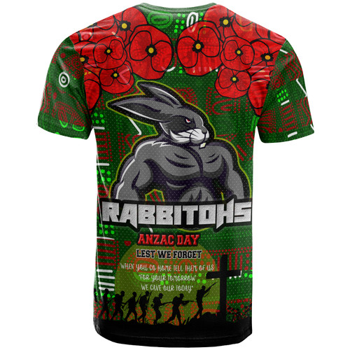 Australia Rabbitohs T- Shirt - Aboriginal Inspired Australia Rabbitohs Anzac '' Lest We Forget '' With Poppy Flower T- Shirt Australia Rabbitohs T- Shirt - Aboriginal Inspired Australia Rabbitohs Anzac '' Lest We Forget '' With Poppy Flower T- Shirt