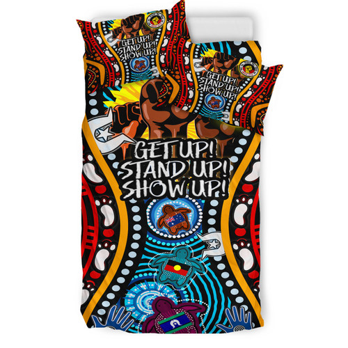 Australia Naidoc Week Custom Bedding Set - Aboriginal and Torres Strait Islander Get Up! Stand Up! Show Up!