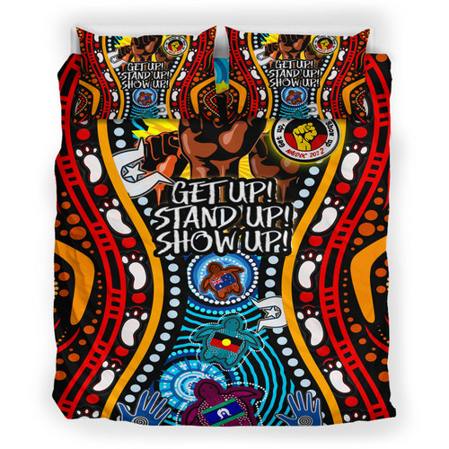 Australia Naidoc Week Custom Bedding Set - Aboriginal and Torres Strait Islander Get Up! Stand Up! Show Up!