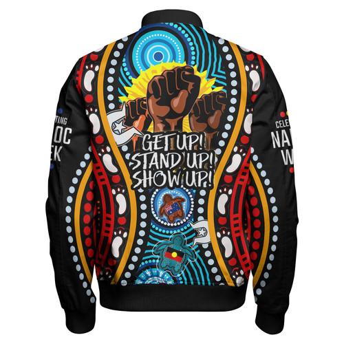Australia Naidoc Week Custom Bomber Jacket - Aboriginal and Torres Strait Islander Get Up! Stand Up! Show Up!