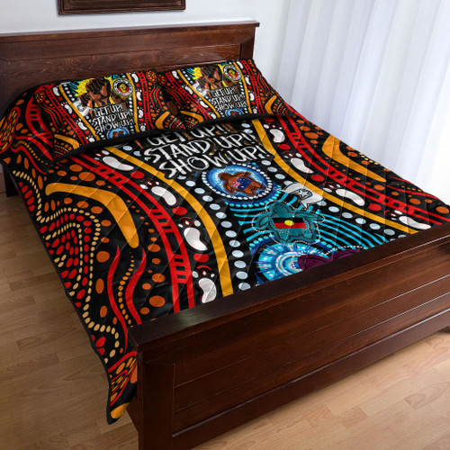 Australia Naidoc Week Custom Quilt Bed Set - Aboriginal and Torres Strait Islander Get Up! Stand Up! Show Up!