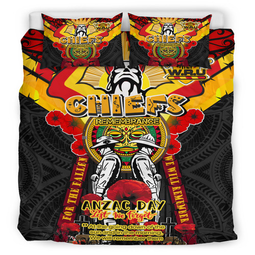 Waikato Chiefs Anzac Day Custom Bedding Set - Remembrance Chiefs With Maori Patterns And Poppy Flowers Waikato Chiefs Anzac Day Custom Bedding Set - Remembrance Chiefs With Maori Patterns And Poppy Flowers