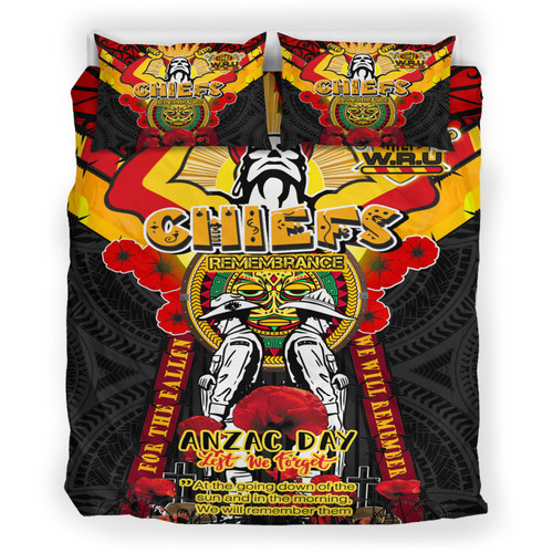 Waikato Chiefs Anzac Day Custom Bedding Set - Remembrance Chiefs With Maori Patterns And Poppy Flowers Waikato Chiefs Anzac Day Custom Bedding Set - Remembrance Chiefs With Maori Patterns And Poppy Flowers
