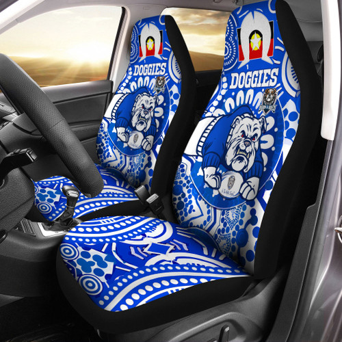 Australia City of Canterbury Bankstown Custom Car Seat Cover - Indigenous Doggies Blue and Whites Aboriginal Inspired