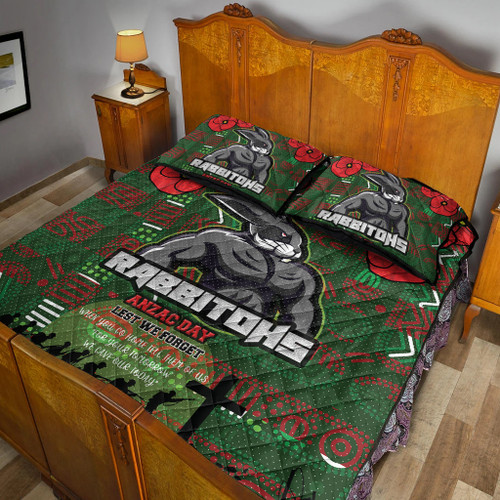 Australia Rabbitohs Quilt Bed Set - Aboriginal InspiredAustralia Rabbitohs Anzac '' Lest We Forget '' With Poppy Flower Quilt Bed Set Australia Rabbitohs Quilt Bed Set - Aboriginal InspiredAustralia Rabbitohs Anzac '' Lest We Forget '' With Poppy Flower Quilt Bed Set
