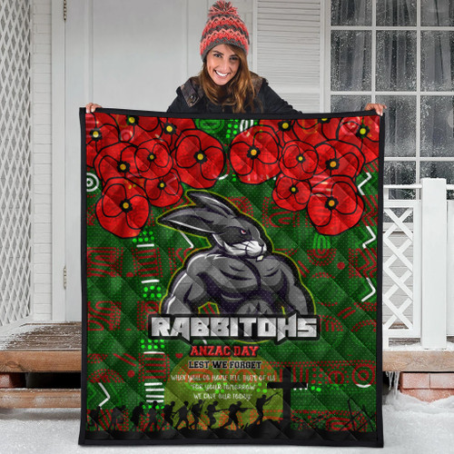 Australia Rabbitohs Quilt - Aboriginal InspiredAustralia Rabbitohs Anzac '' Lest We Forget '' With Poppy Flower Quilt Australia Rabbitohs Quilt - Aboriginal InspiredAustralia Rabbitohs Anzac '' Lest We Forget '' With Poppy Flower Quilt