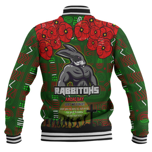 Australia Rabbitohs Baseball Jacket - Aboriginal InspiredAustralia Rabbitohs Anzac '' Lest We Forget '' With Poppy Flower Baseball Jacket Australia Rabbitohs Baseball Jacket - Aboriginal InspiredAustralia Rabbitohs Anzac '' Lest We Forget '' With Poppy Flower Baseball Jacket