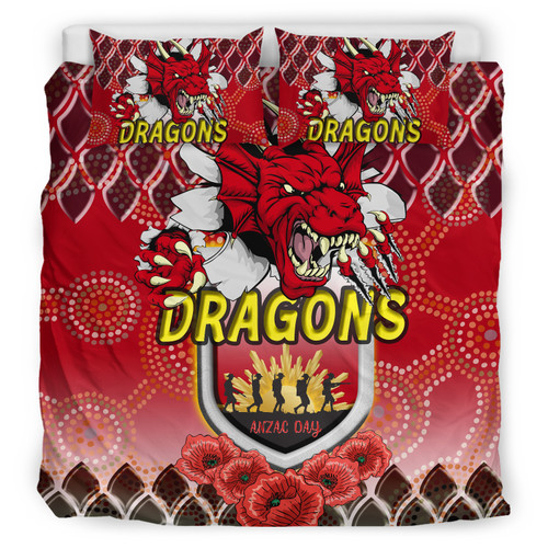 Australia Illawarra and St George Bedding Set - Aboriginal Inspired And Anzac Day With Dragons Poppy Flower Patterns Bedding Set Australia Illawarra and St George Bedding Set - Aboriginal Inspired And Anzac Day With Dragons Poppy Flower Patterns Bedding Set