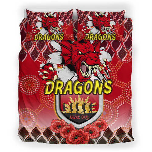 Australia Illawarra and St George Bedding Set - Aboriginal Inspired And Anzac Day With Dragons Poppy Flower Patterns Bedding Set Australia Illawarra and St George Bedding Set - Aboriginal Inspired And Anzac Day With Dragons Poppy Flower Patterns Bedding Set
