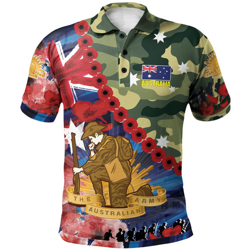 Australia Anzac Camouflage Curve Polo Shirt - Remembrance Anzac Day and the Dawn Service Polo Shirt