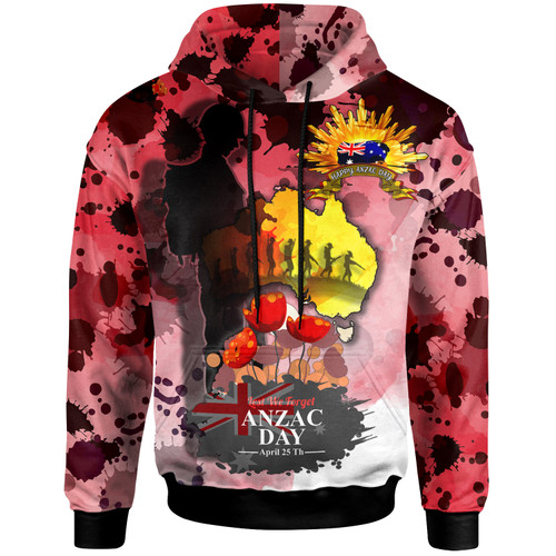 Australia Anzac Day Hoodie -  Anzac Day"Lest We Forget" Color Drawing Patterns Hoodie