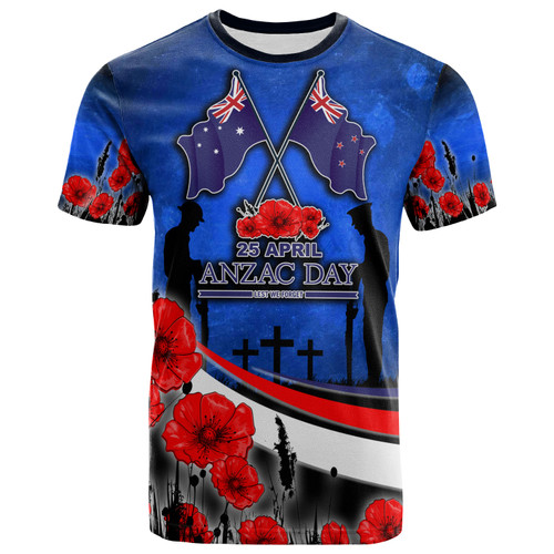 Anzac Day NZ Australia T-shirt -  Poppies Flowers