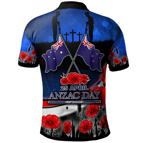 Anzac Day NZ Australia Polo Shirt -  Poppies Flowers 1 Anzac Day NZ Australia Polo Shirt -  Poppies Flowers 1
