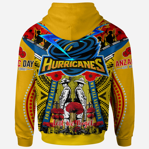 Wellington Hurricanes Anzac Day Custom Hoodie - Remembrance Hurricanes With Maori Patterns And Poppy Flowers Wellington Hurricanes Anzac Day Custom Hoodie - Remembrance Hurricanes With Maori Patterns And Poppy Flowers