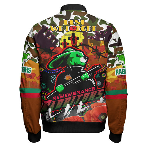 Australia South Sydney Rabbitohs Camouflage Anzac Poppy Bomber Jacket - Souths Anzac Lest We Forget Spirit Australia South Sydney Rabbitohs Camouflage Anzac Poppy Bomber Jacket - Souths Anzac Lest We Forget Spirit
