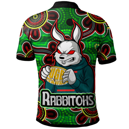 South Sydney Rabbitohs Polo Shirt - South Sydney Rabbitohs With Ball Aboriginal Inspired Style Of Dot Painting Patterns Custom Polo Shirt South Sydney Rabbitohs Polo Shirt - South Sydney Rabbitohs With Ball Aboriginal Inspired Style Of Dot Painting Patterns Custom Polo Shirt
