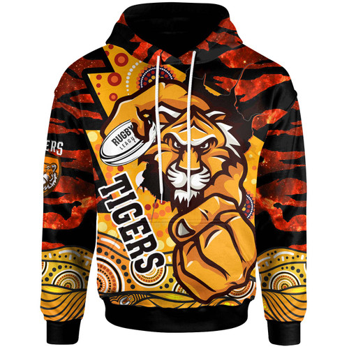 Wests Tigers Hoodie - Custom West Wests Tigers Aboriginal Inspired Style with Tiger Stripes Patterns