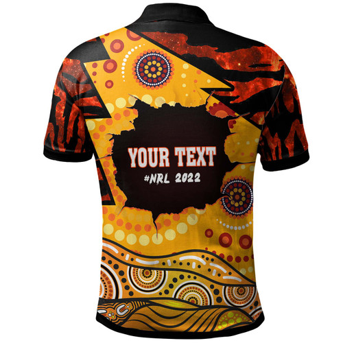 Wests Tigers Polo Shirt - Custom West Wests Tigers Aboriginal Inspired Style with Tiger Stripes Patterns Wests Tigers Polo Shirt - Custom West Wests Tigers Aboriginal Inspired Style with Tiger Stripes Patterns
