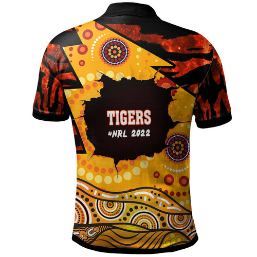 Wests Tigers Polo Shirt - Custom West Wests Tigers Aboriginal Inspired Style with Tiger Stripes Patterns Wests Tigers Polo Shirt - Custom West Wests Tigers Aboriginal Inspired Style with Tiger Stripes Patterns