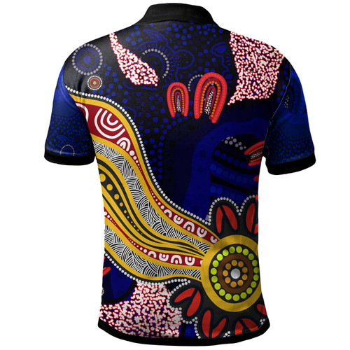 Sydney Roosters Polo Shirt - Custom Angry Rooster with Aboriginal Inspired Indigenous Dot Painting Style Sydney Roosters Polo Shirt - Custom Angry Rooster with Aboriginal Inspired Indigenous Dot Painting Style