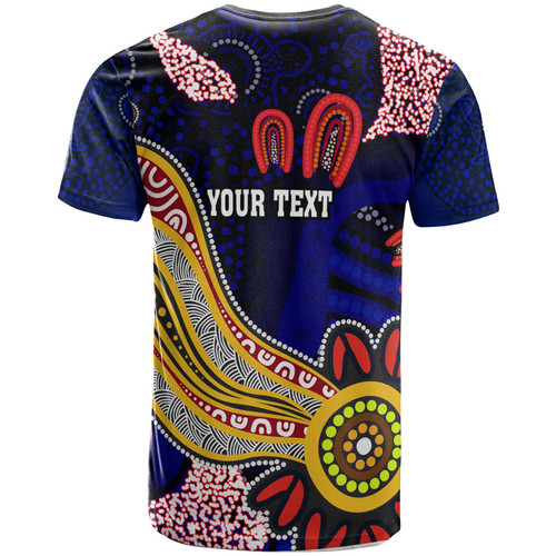 Sydney Roosters T-Shirt - Custom Angry Rooster with Aboriginal Inspired Indigenous Dot Painting Style