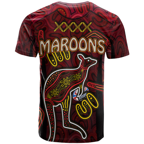 Maroons T- Shirt - Custom QLD Maroons Kangaroo With Aboriginal Inspired Culture T- Shirt Maroons T- Shirt - Custom QLD Maroons Kangaroo With Aboriginal Inspired Culture T- Shirt