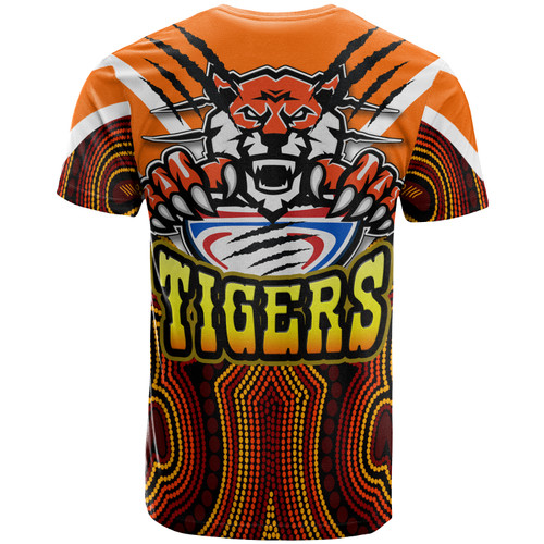 Wests Tigers T- Shirt - Custom Tiger Holding Ball Aboriginal Inspired Style Pattern T- Shirt Wests Tigers T- Shirt - Custom Tiger Holding Ball Aboriginal Inspired Style Pattern T- Shirt