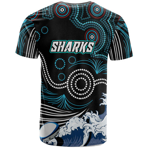 Cronulla-Sutherland Sharks T-shirt - Custom Impetuous Cronulla-Sutherland Sharks with Ball and Aboriginal Inspired Dot Painting Art Cronulla-Sutherland Sharks T-shirt - Custom Impetuous Cronulla-Sutherland Sharks with Ball and Aboriginal Inspired Dot Painting Art