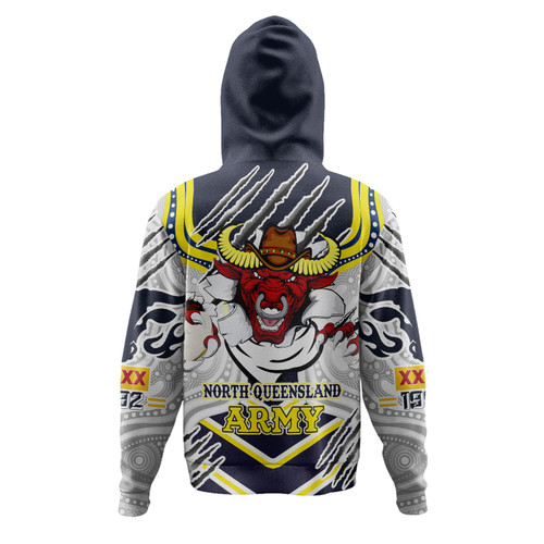 Australia North Queensland Custom Hoodie - Indigenous North Queensland Army Scratch Style Hoodie Australia North Queensland Custom Hoodie - Indigenous North Queensland Army Scratch Style Hoodie