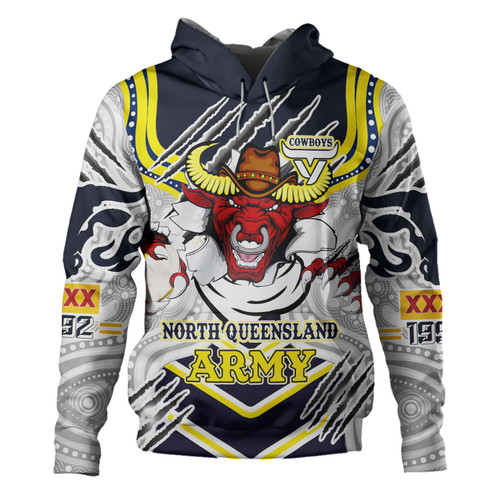 Australia North Queensland Custom Hoodie - Indigenous North Queensland Army Scratch Style Hoodie