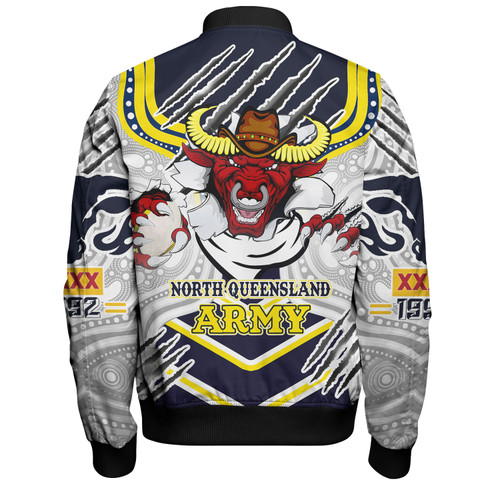 Australia North Queensland Custom Bomber Jacket - Indigenous North Queensland Army Scratch Style Bomber Jacket Australia North Queensland Custom Bomber Jacket - Indigenous North Queensland Army Scratch Style Bomber Jacket