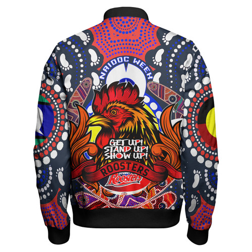 Rooters Custom Bomber Jacket - Sydney Naidoc Week Celebrations With Footprints And Boomerangs Dot Art Painting