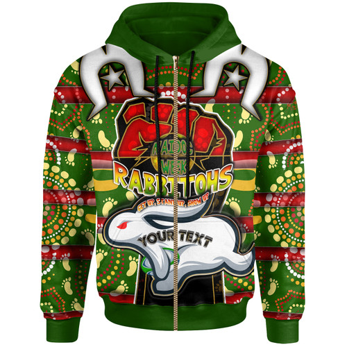 South Sydney Rabbitohs Hoodie - South Sydney Rabbitohs Ball Naidoc Week ''Get up, Stand Up, Show Up'' Aboriginal Inspired Dot Painting Style Hoodie