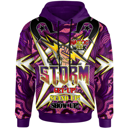 Storm Rugby Hoodie - Custom Naidoc Week Storm Hand Thunder With Aboriginal Pattern ''Get up, Stand Up, Show Up'' Hoodie