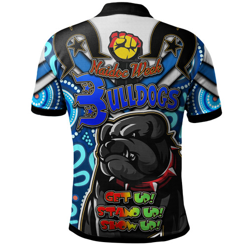 Canterbury-Bankstown Bulldogs Polo Shirt - Custom Naidoc Week "Get up! Stand up! Show up!" Canterbury-Bankstown Bulldogs And Ball Aboriginal Inspired Patterns Polo Shirt