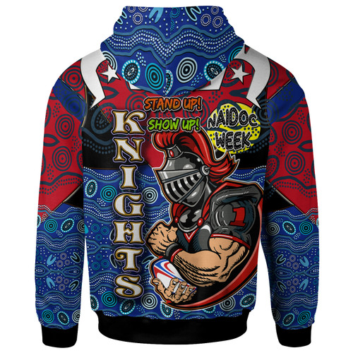 Newcastle Knights Hoodie - Custom Naidoc Week Newcastle Knights Ball With Aboriginal Inspired Background Hoodie Newcastle Knights Hoodie - Custom Naidoc Week Newcastle Knights Ball With Aboriginal Inspired Background Hoodie