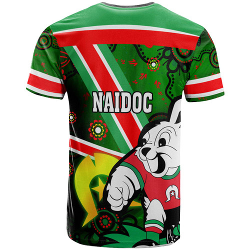 South Sydney Rabbitohs Custom T-shirt - Aboriginal Inspired Traditional Patterns with Torres Strait