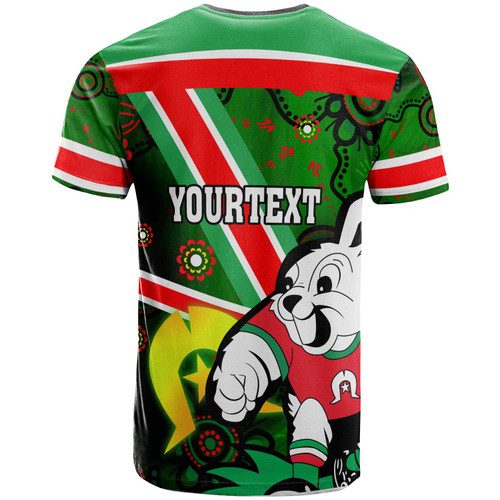 South Sydney Rabbitohs Custom T-shirt - Aboriginal Inspired Traditional Patterns with Torres Strait