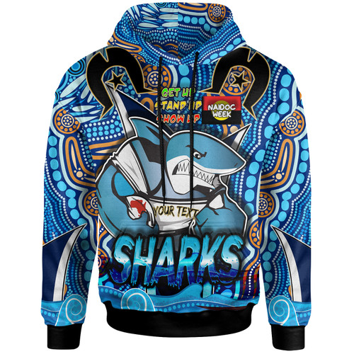 Cronulla-Sutherland Sharks Hoodie - Custom Cronulla-Sutherland Sharks Ball With Aboriginal Inspired Culture And Naidoc Week "Get Up, Stand Up, Show Up" Hoodie