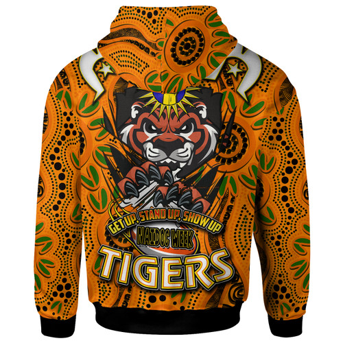 Wests Tigers Hoodie - Custom Naidoc Week Wests Tigers Ball Aboriginal Inspired Culture "Get Up, Stand Up, Show Up" Hoodie Wests Tigers Hoodie - Custom Naidoc Week Wests Tigers Ball Aboriginal Inspired Culture "Get Up, Stand Up, Show Up" Hoodie