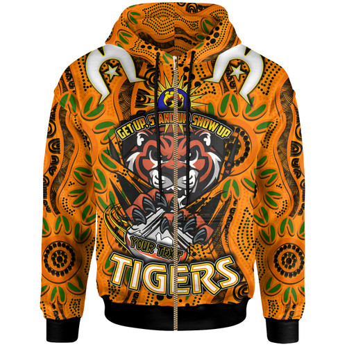 Wests Tigers Hoodie - Custom Naidoc Week Wests Tigers Ball Aboriginal Inspired Culture "Get Up, Stand Up, Show Up" Hoodie Wests Tigers Hoodie - Custom Naidoc Week Wests Tigers Ball Aboriginal Inspired Culture "Get Up, Stand Up, Show Up" Hoodie