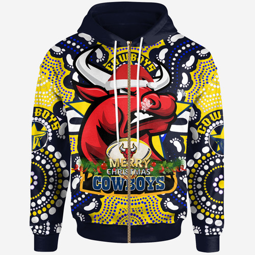 North Queensland Christmas Custom Hoodie - Merry Christmas North Queensland With Dot Art Painting Footprints North Queensland Christmas Custom Hoodie - Merry Christmas North Queensland With Dot Art Painting Footprints