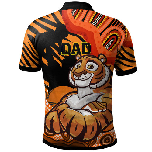 Wests Tigers Polo Shirt - Custom Father's Day West Wests Tigers with Aboriginal Inspired Pattern Dad Of Wests Tigers and Ball Polo Shirt Wests Tigers Polo Shirt - Custom Father's Day West Wests Tigers with Aboriginal Inspired Pattern Dad Of Wests Tigers and Ball Polo Shirt