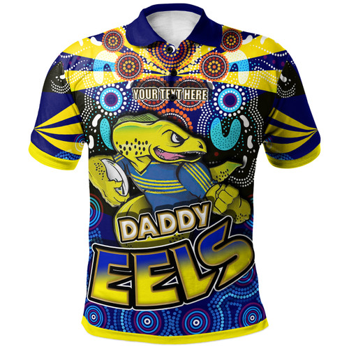Parramatta Eels Polo Shirt - Custom Father's Day With Aboriginal Inspired Daddy Parramatta Eels Best Dad Ever Dad We Love You Quotes Polo Shirt