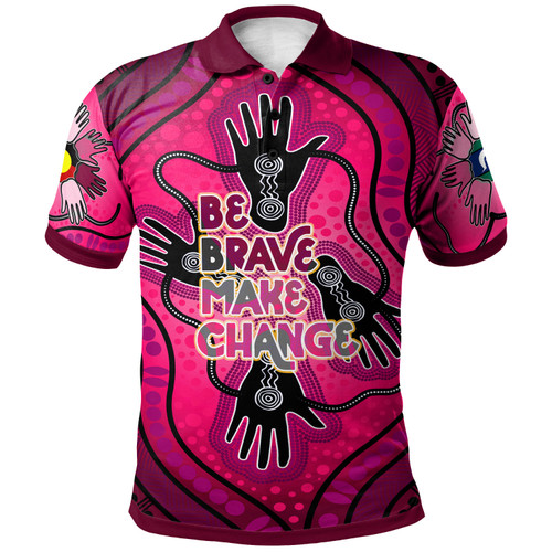 Australia National Reconciliation Week Custom Polo Shirt - Celebrate Indigenous History And Culture "Be Brave. Make Change" Aboriginal Inspired Polo Shirt