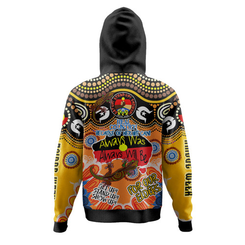 Australia Naidoc Week Custom Hoodie - Naidoc Week Timeline With Aboriginal Dot Art Painting And Aussie Gecko