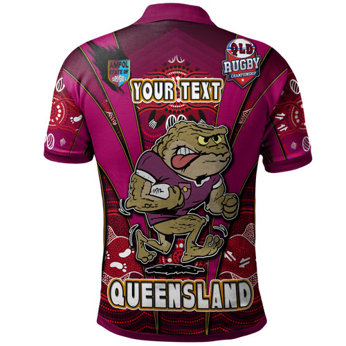 Cane Toads Polo Shirt - Custom Cane Toads Mascot With Aboriginal Inspired Art Polo Shirt Cane Toads Polo Shirt - Custom Cane Toads Mascot With Aboriginal Inspired Art Polo Shirt