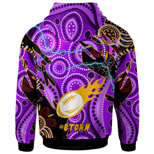 Melbourne Storm Hoodie - Custom Melbourne Storm Team with Aboriginal Inspired Dot Painting and Indigenous Pattern Melbourne Storm Hoodie - Custom Melbourne Storm Team with Aboriginal Inspired Dot Painting and Indigenous Pattern
