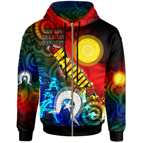 Australia Naidoc Week Hoodie - Custom Naidoc Aboriginal Inspired Dot Art Painting With Hunting "Get up, Stand up, Show up," Hoodie Australia Naidoc Week Hoodie - Custom Naidoc Aboriginal Inspired Dot Art Painting With Hunting "Get up, Stand up, Show up," Hoodie